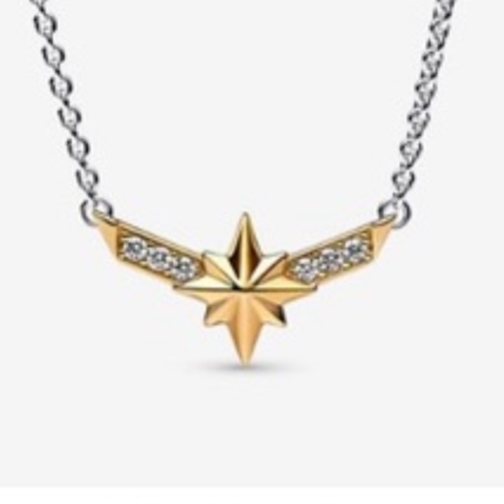 Pandora Marvel Captain Marvel Octogram Star Two tone Pendant Necklace